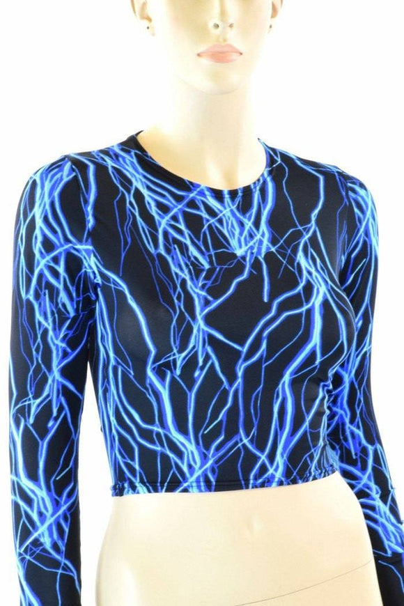 Neon Blue Lightning Crop Top - Coquetry Clothing