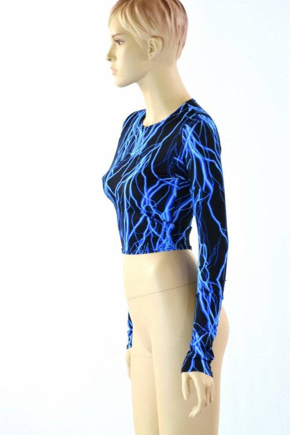 Neon Blue Lightning Crop Top - Coquetry Clothing