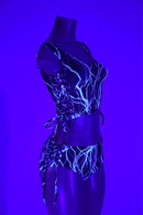 Neon Blue Lightning Lace Up Set - Coquetry Clothing