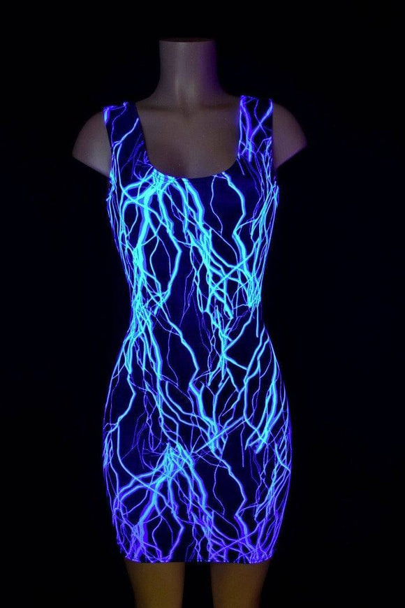 Neon Blue Lightning Tank Dress - Coquetry Clothing