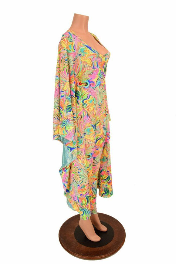 Neon Flux and Seafoam Batwing Catsuit - Coquetry Clothing