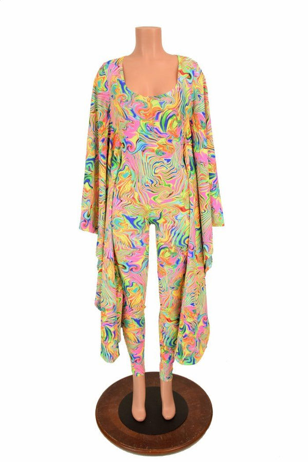 Neon Flux and Seafoam Batwing Catsuit - 2