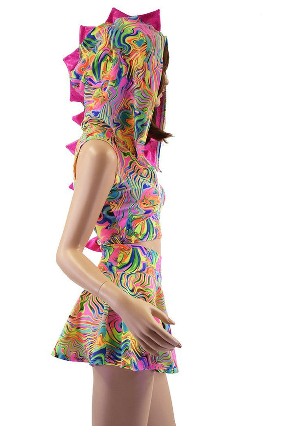 Neon Flux Dragon Crop & Skirt Set - Coquetry Clothing