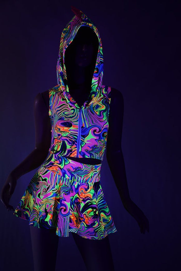 Neon Flux Dragon Crop & Skirt Set - Coquetry Clothing