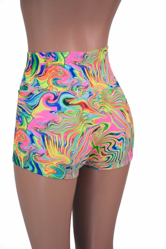 Neon Flux High Waist Shorts - Coquetry Clothing