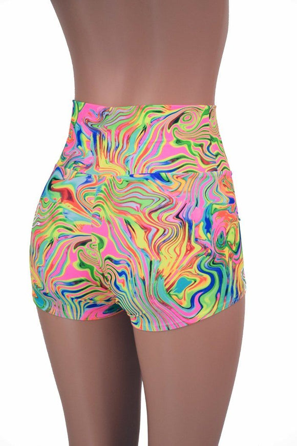 Neon Flux High Waist Shorts - Coquetry Clothing
