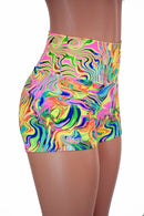 Neon Flux High Waist Shorts - Coquetry Clothing