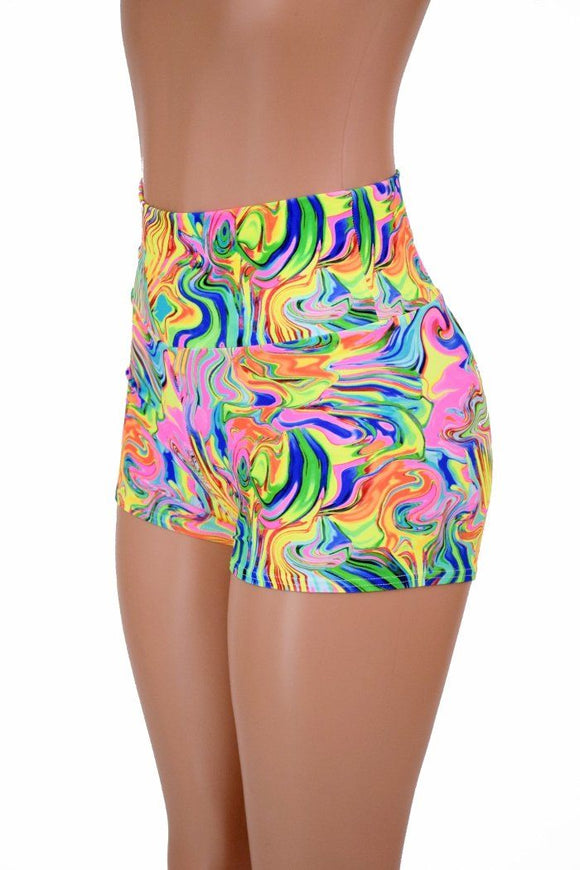 Neon Flux High Waist Shorts - Coquetry Clothing