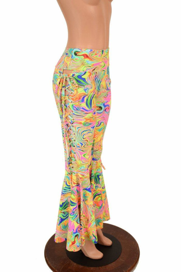Neon Flux Lace Up Bell Bottom Flares - Coquetry Clothing
