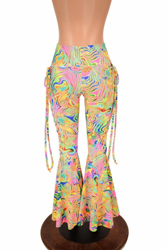 Neon Flux Lace Up Bell Bottom Flares - Coquetry Clothing