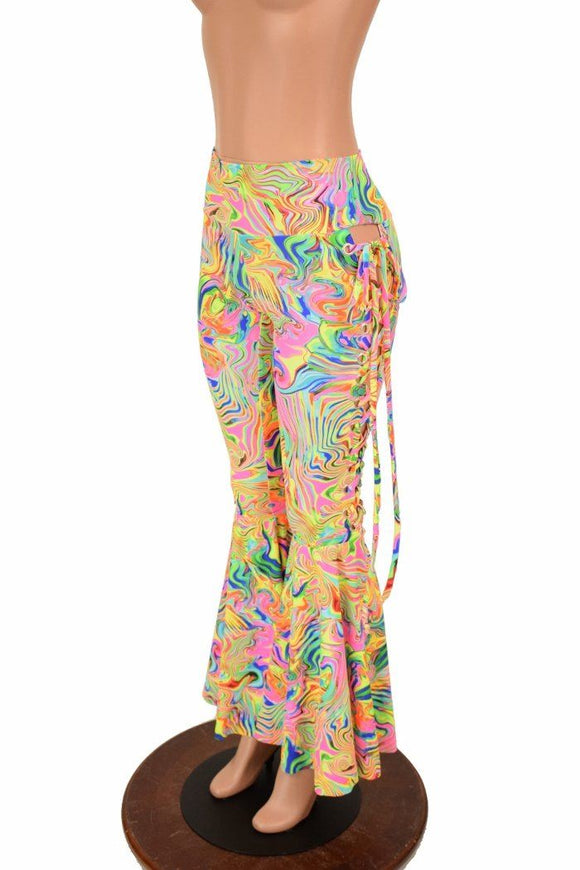 Neon Flux Lace Up Bell Bottom Flares - Coquetry Clothing