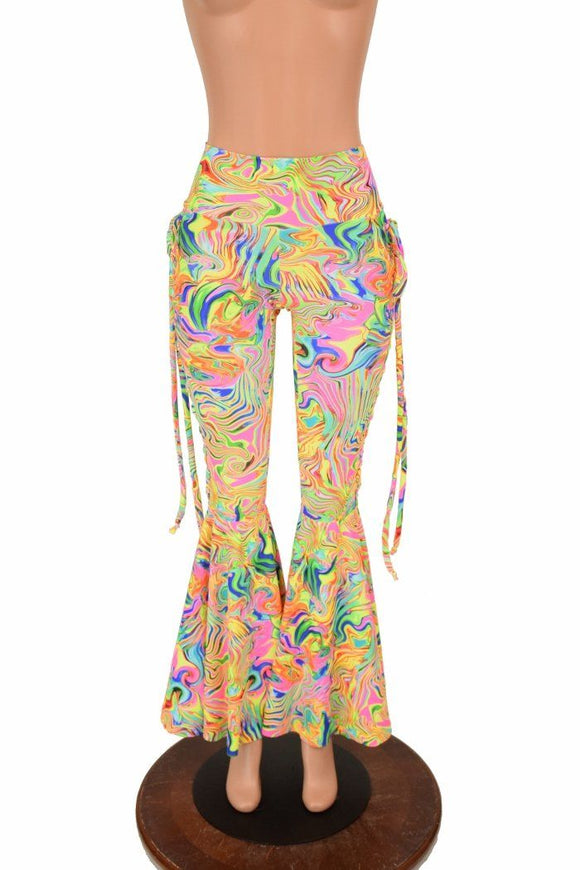 Neon Flux Lace Up Bell Bottom Flares - Coquetry Clothing