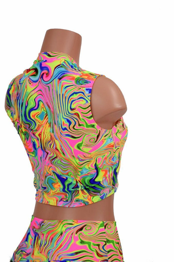 Neon Flux V Neck Crop Top - Coquetry Clothing