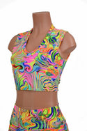 Neon Flux V Neck Crop Top - 1