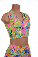 Neon Flux V Neck Crop Top - 2