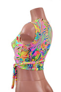 Medium Ready to Ship Neon Flux Wrap & Tie Top - 2