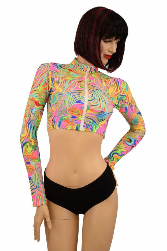 Neon Flux Zippered Crop Top - Coquetry Clothing