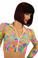 Neon Flux Zippered Crop Top - Coquetry Clothing