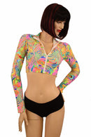 Neon Flux Zippered Crop Top - Coquetry Clothing