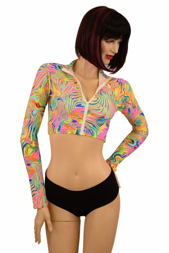 Neon Flux Zippered Crop Top - Coquetry Clothing