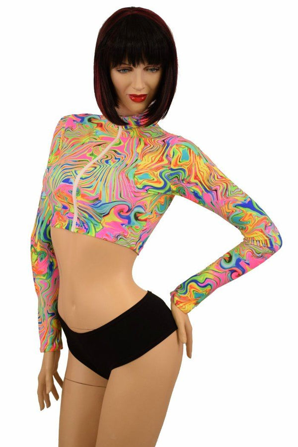 Neon Flux Zippered Crop Top - 4