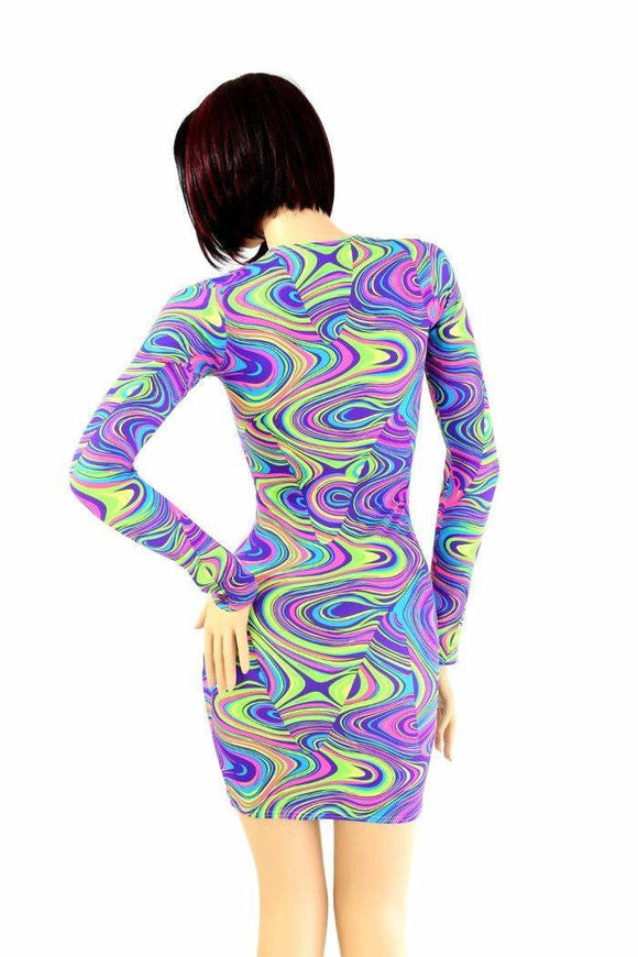Neon Glow Worm Long Sleeve Dress - Coquetry Clothing