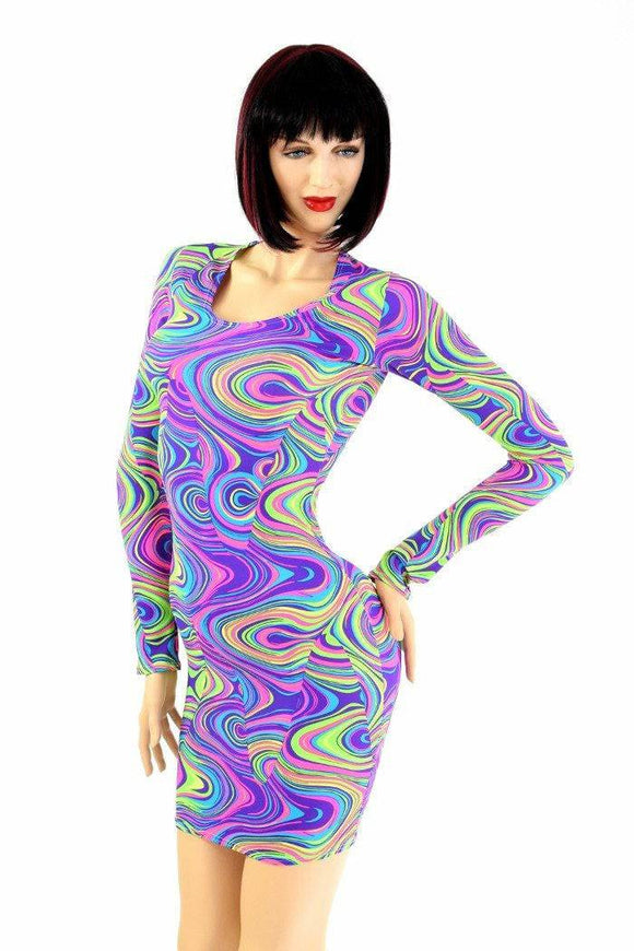 Neon Glow Worm Long Sleeve Dress - Coquetry Clothing