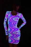 Neon Glow Worm Long Sleeve Dress - Coquetry Clothing