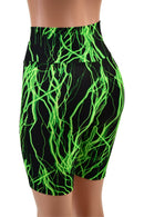 Neon Green Lightning High Waist Bike Shorts - Coquetry Clothing