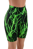 Neon Green Lightning High Waist Bike Shorts - Coquetry Clothing