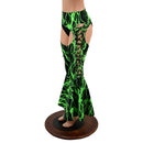 Neon Green Lightning Lace Up Bell Bottom Chaps - Coquetry Clothing