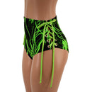 Neon Green Lightning Lace Up Siren Shorts - Coquetry Clothing