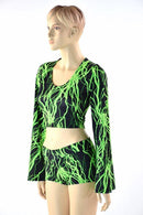 Neon Lightning Crop & Shorts Set - Coquetry Clothing