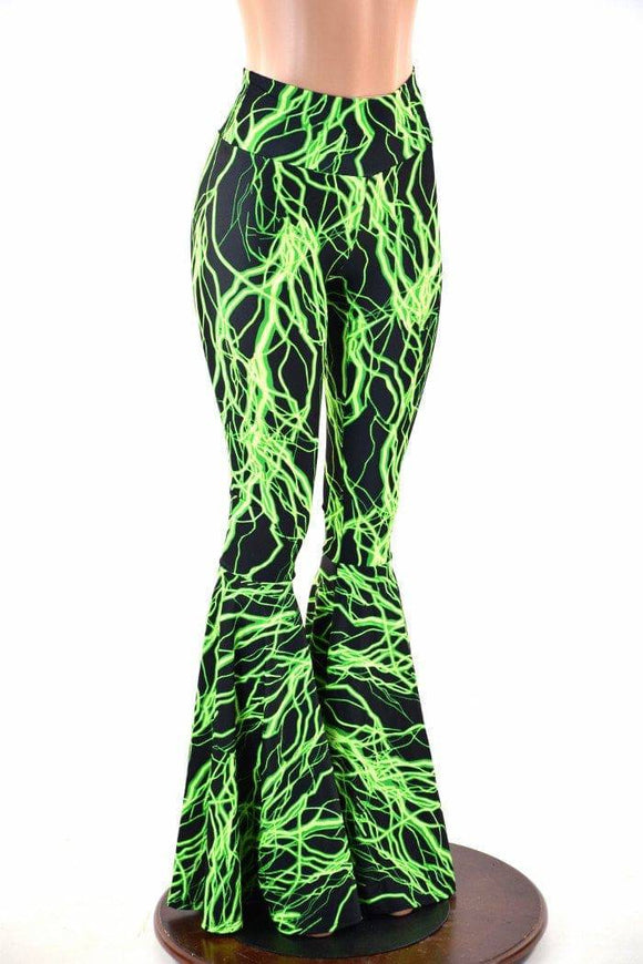 Neon Lightning High Waist Bell Bottom Flares - Coquetry Clothing