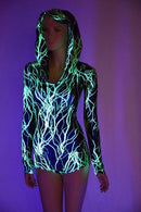 Neon Lightning Hoodie Romper - Coquetry Clothing