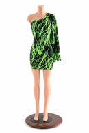 Neon Lightning One Shoulder Fan Sleeve Dress - Coquetry Clothing