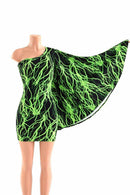 Neon Lightning One Shoulder Fan Sleeve Dress - Coquetry Clothing