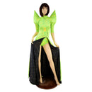 Neon Lime Holographic Romper and Breakaway Skirt Set - Coquetry Clothing