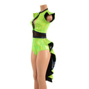 Neon Lime Holographic Tuxedo Back Romper - Coquetry Clothing