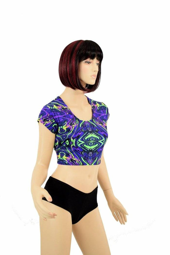 Neon Melt Cap Sleeve Crop Top - Coquetry Clothing