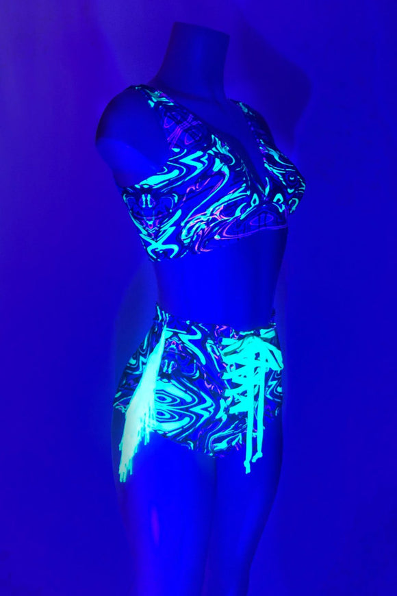 Neon Melt Fringe & Laceup Set - Coquetry Clothing