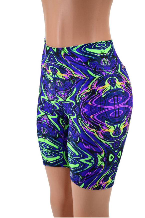 Neon Melt High Waist Bike Shorts - Coquetry Clothing