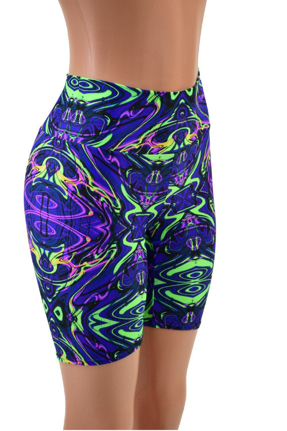 Neon Melt High Waist Bike Shorts - Coquetry Clothing