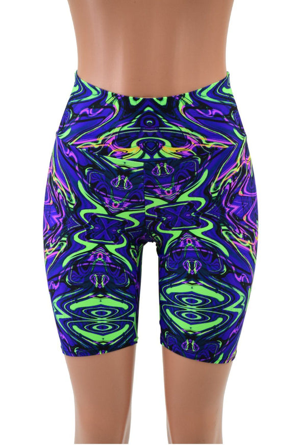 Neon Melt High Waist Bike Shorts - Coquetry Clothing