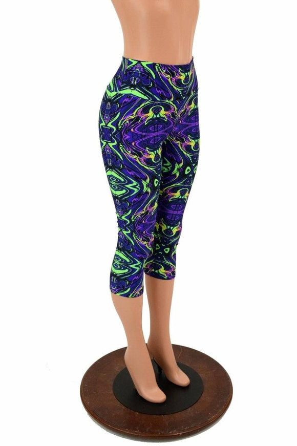 Neon Melt High Waist Capri Leggings - Coquetry Clothing