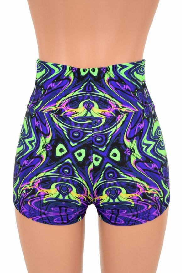 Neon Melt High Waist Shorts - Coquetry Clothing