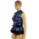Neon Melt Keyhole Romper & Double Ruffle Mini Laceup Skirt Set - Coquetry Clothing