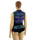 Neon Melt Keyhole Romper & Double Ruffle Mini Laceup Skirt Set - Coquetry Clothing