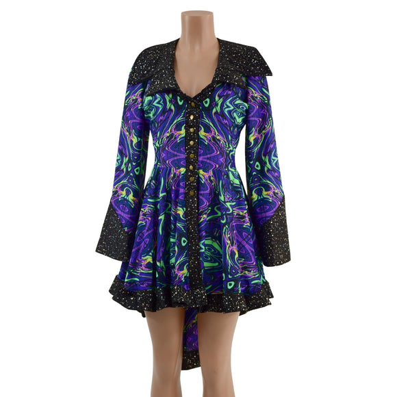 Neon Melt Pirate Coat with Star Noir Trim - Coquetry Clothing