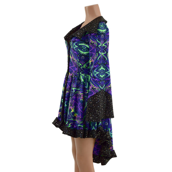 Neon Melt Pirate Coat with Star Noir Trim - Coquetry Clothing